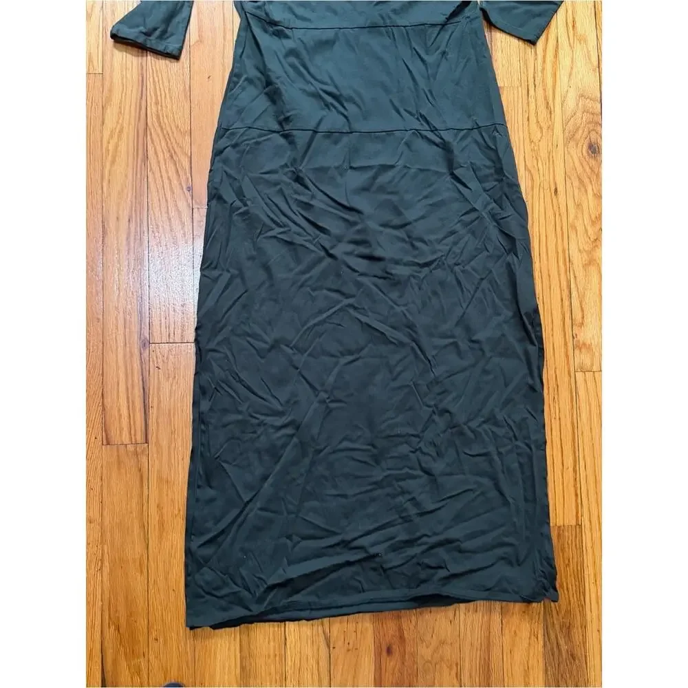 Modern Citizen Dark Green Long Sleeve High Neck Slit Maxi Dress Size Medium